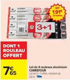 Carrefour Drive Carrefour - lot de 4 rouleaux aluminium offre