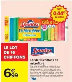 Carrefour Drive Spontex - lot de 16 chiffons en microfibre offre