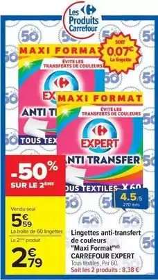 Carrefour Drive Carrefour - lingettes anti-transfert de couleurs maxi format expert offre