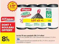 Carrefour Drive Lot de 15 sacs poubelle 30l 3+1 offert offre