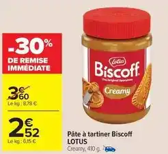 Carrefour Market Lotus - pâte à tartiner biscoff offre