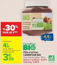 Carrefour Market Carrefour - pâte à tartiner bio offre