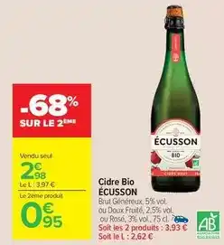 Carrefour Market Écusson - cidre bio offre