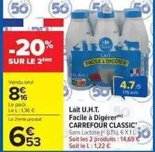 Carrefour Market Carrefour - lait u.h.t. facile à digérer classic offre