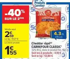 Carrefour Market Carrefour - cheddar râpé classic' offre