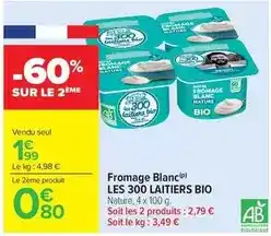 Carrefour Market Nature bio - fromage blanc offre