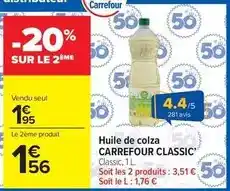 Carrefour Market Carrefour - classic huile de colza offre