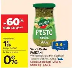 Carrefour Market Panzani - sauce pesto offre