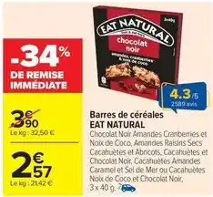 Carrefour Market Eat natural - barres de céréales offre