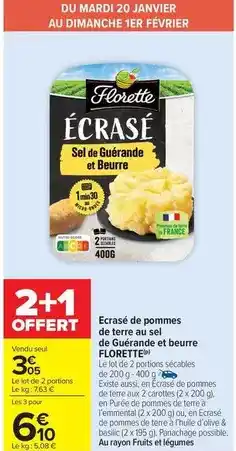 Carrefour Market Florette - ecrase de pommes de terre au sel de guerande et beurre offre