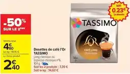 Carrefour Market Tassimo - dosettes de café l'or offre