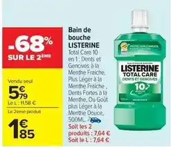 Carrefour Market Listerine - bain de bouche offre