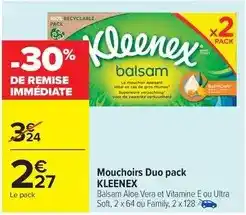 Carrefour Market Kleenex - mouchoirs duo pack offre