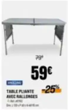 Narbonne accessoires Table pliante avec rallonges offre