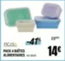 Narbonne accessoires Incasa - pack 4 boîtes alimentaires offre