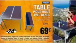 Narbonne accessoires Midland - table pique-nique avec bancs offre