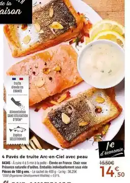 Thiriet 4 pavés de truite arc-en-ciel avec peau offre