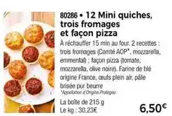 Thiriet 12 mini quiches, trois fromages et façon pizza offre