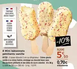 Thiriet 8 mini bâtonnets pétillants vanille offre