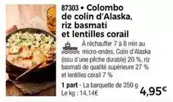 Thiriet Colombo - de colin d'alaska, riz basmati et lentilles corail offre