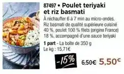 Thiriet Poulet teriyaki et riz basmati offre