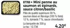 Thiriet Mini penne au saumon et épinards sauce citron/basilic offre