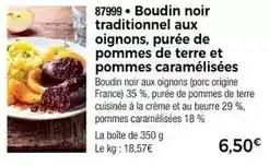 Thiriet Boudin noir traditionnel aux oignons, purée de pommes de terre et pommes caramélisées offre