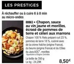Thiriet Chapon, sauce au vin jaune et morilles, écrasé de pommes de terre et céleri aux marrons offre