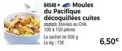 Thiriet Moules du pacifique décoquillées cuites offre