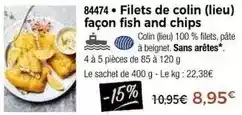 Thiriet Filets de colin (lieu) façon fish and chips offre