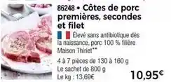 Thiriet Côtes de porc premières, secondes et filet offre