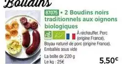 Thiriet Boudins noirs traditionnels aux oignons biologiques offre