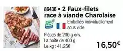 Thiriet 2 faux-filets race à viande charolaise offre