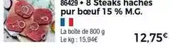 Thiriet 8 steaks haches pur bœuf 15 % m.g offre