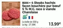 Thiriet 4 steaks hachés façon bouchère pur bœuf 5 % m.g. race à viande offre