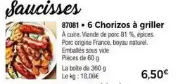 Thiriet 6 chorizos a griller offre