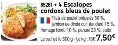 Thiriet 4 escalopes cordons bleus de poulet offre