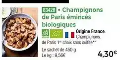 Thiriet Champignons de paris émincés biologiques offre