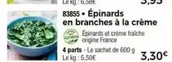 Thiriet Épinards en branches à la crème offre