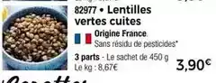 Thiriet Lentilles vertes cuites offre