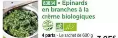 Thiriet Epinards en branches à la crème biologiques offre