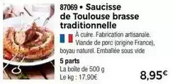 Thiriet Saucisse de toulouse brasse traditionnelle offre