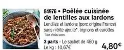 Thiriet Poêlée cuisinée de lentilles aux lardons offre