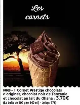 Thiriet 1 cornet prestige chocolats d'origines, chocolat noir de tanzanie et chocolat au lait du chana offre