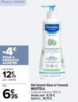 Carrefour Gel lavant doux à l'avocat mustela offre