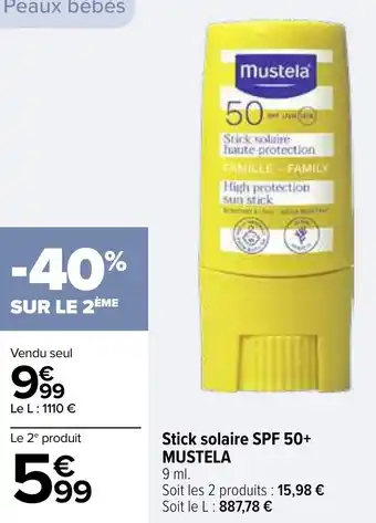 Stick solaire spf 50 mustela