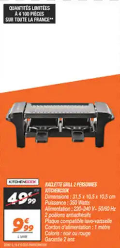 Netto Raclette grill 2 personnes kitchencook offre