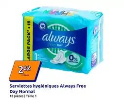 Action Always - serviettes hygiéniques free offre