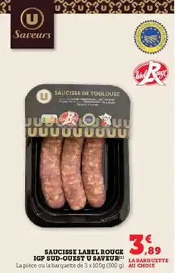 Hyper U Saucisse label rouge igp sud ouest u saveur offre