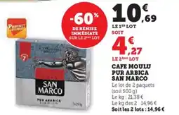 Hyper U Cafe moulu pur arbica san marco offre